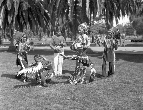 Students performing eagle dance