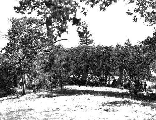 Students gathered on campground