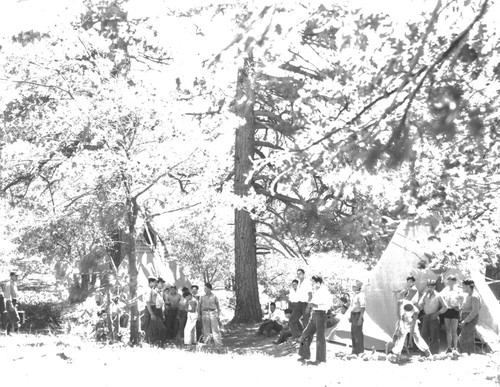 Students gathered on campground