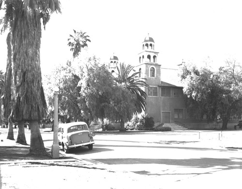 View of car and building on Sherman campus