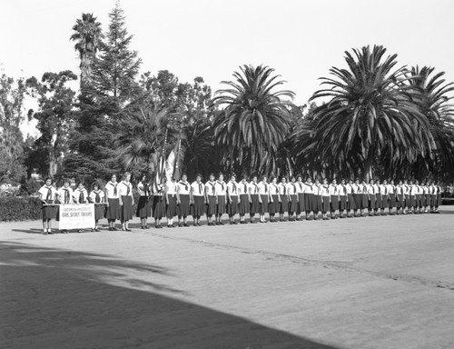 Girl Scout troop in parade formation