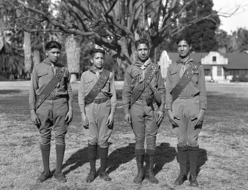 Boy Scouts pose for photograph on Sherman campus