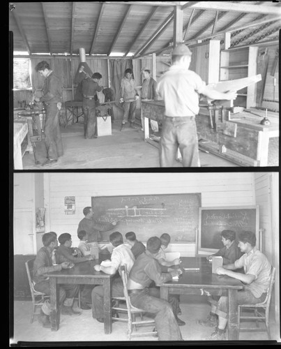 Two photographs of students learning trade