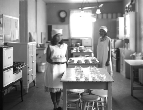 Students baking in kitchen