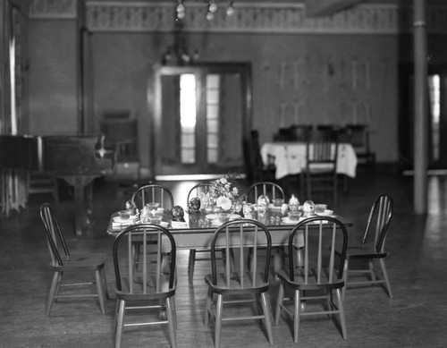 View of table set for party