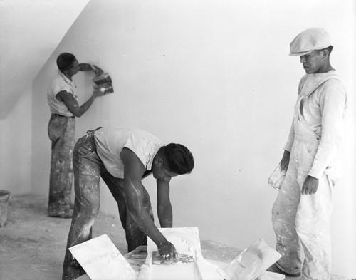 Students working at construction site