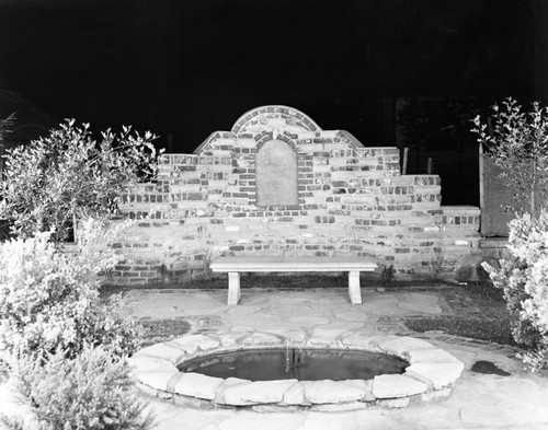 Fountain in walled garden