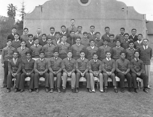 Group portrait of Sherman Institute lettermen