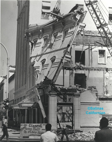 Hotel Jeffery Demolition 269 Main Street, Salinas, California, Ph. 626 ©1966 Salinas Californian