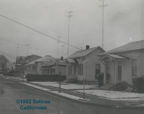 Salinas Neigborhood after a snowfall, Salinas, California, Ph.511©1962 Salinas Californian copy
