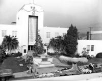 1965 - Burbank's Rose Parade Float Entry “Fair and Warmer” in Front of City Hall