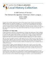 A Half-Century of Service: The Watsonville Japanese-American Citizens League, 1934-1984