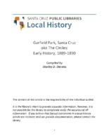 Garfield Park, Santa Cruz, aka The Circles: Early History, 1889-1890