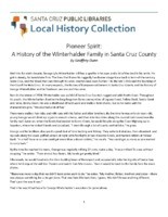 Pioneer Spirit: A History of the Winterhalder Family in Santa Cruz County