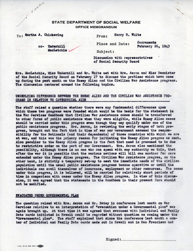Memo on Summary of Meeting