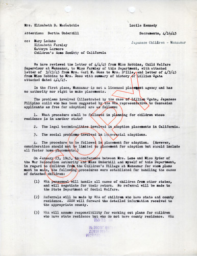 Correspondence on Manzanar