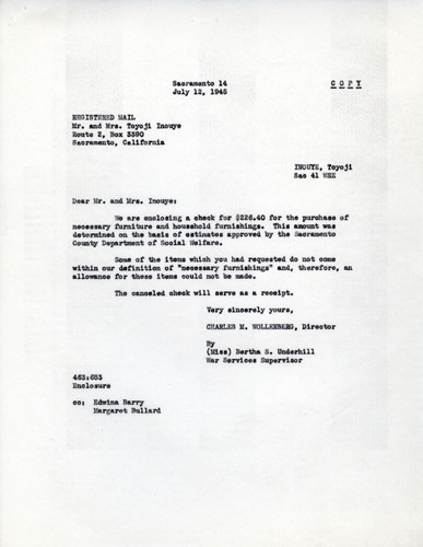 Correspondence on Assistance Payment Made