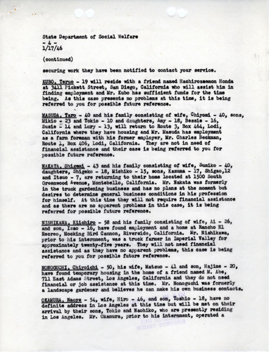 Correspondence on Released Individuals