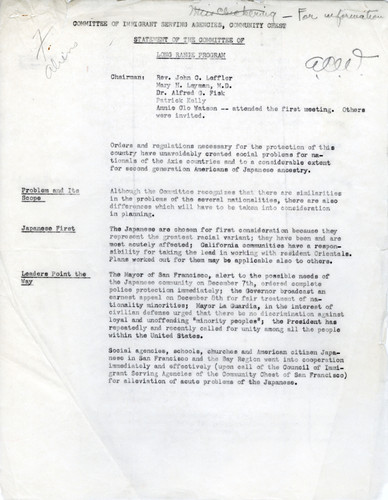 "Statement of the Committee of Long Range Program"