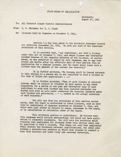 Memo on Licenses