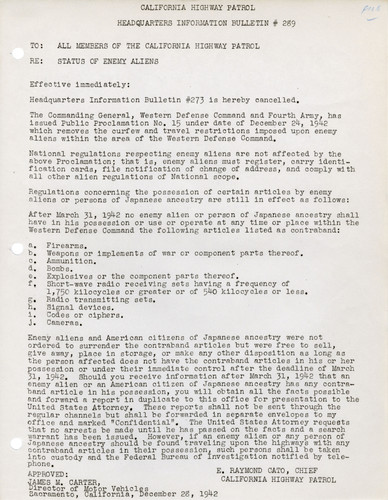 Headquarters Information Bulletin #289