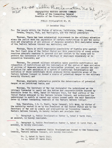 "Public Proclamation No. 21"