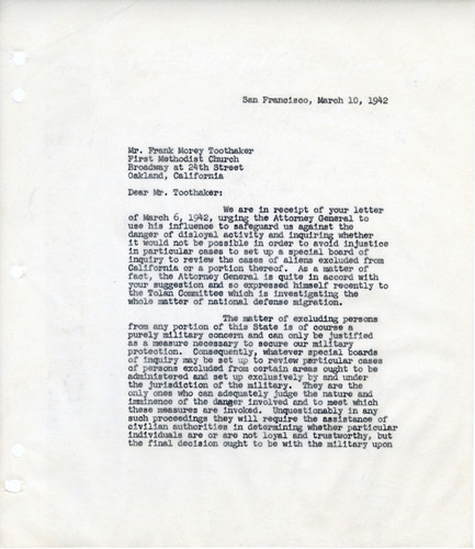 Correspondence on Exclusion