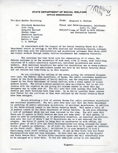 Memo on Personnel