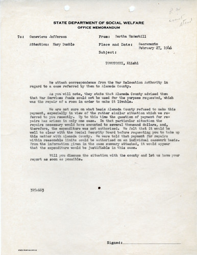 Memo on Alameda County Cases