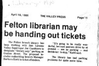 Felton librarian may be handing out tickets