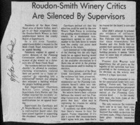 Roudon-Smith Winery Critics Are Silenced by Supervisors