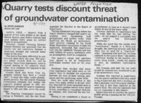 Quarry tests discount threat of groundwater contamination