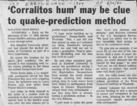 Corralitos hum' may be clue to quake-prediction method