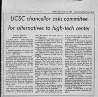 UCSC chancellor asks committee for alternatives to high-tech center