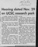 Hearing slated Nov. 29 on UCSC research park