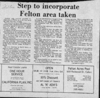 Step to incorporate Felton area taken