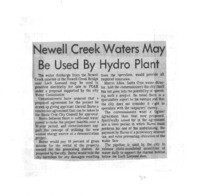 Newell Creek Waters May Be Used By Hydro Plant