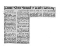 Cancer Clinic Names In Leask's Memory