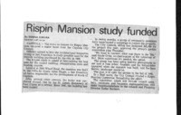 Rispin Mansion study funded