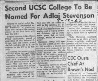 Second UCSC College To Be Named for Adlai Stevenson