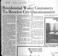 Residential Water Customers to Receive City Questionnaire