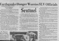 Earthquake danger worries SLV officials