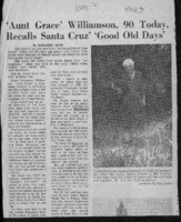 Aunt Grace' Williamson, 90 today, recalls Santa Cruz 'Good old days