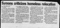 Symons criticizes homeless relocation