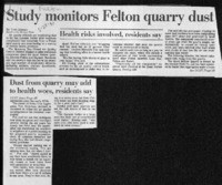 Study monitors Felton quarry dust
