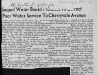Soquel Water Board Promises to Correct Poor Water Service to Cherryvale Avenue