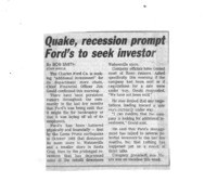 Quake, recession prompt Ford's to seek investor