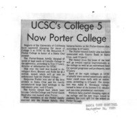 UCSC's College 5 Now Porter College