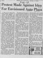 Protest made against idea for envisioned auto plaza