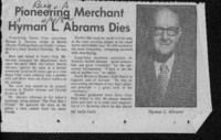 Pioneering merchant Hyman L. Abrams dies